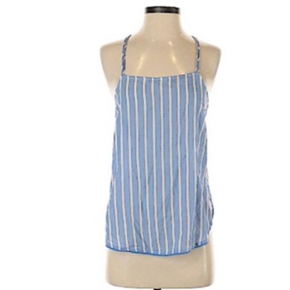 Women’s blue and white sleeveless blouse